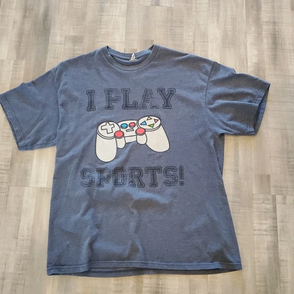 Vtg Graphic Video Game‎ Controller Tee Size XL Play Sports Gamer Tee Shirt Gray
